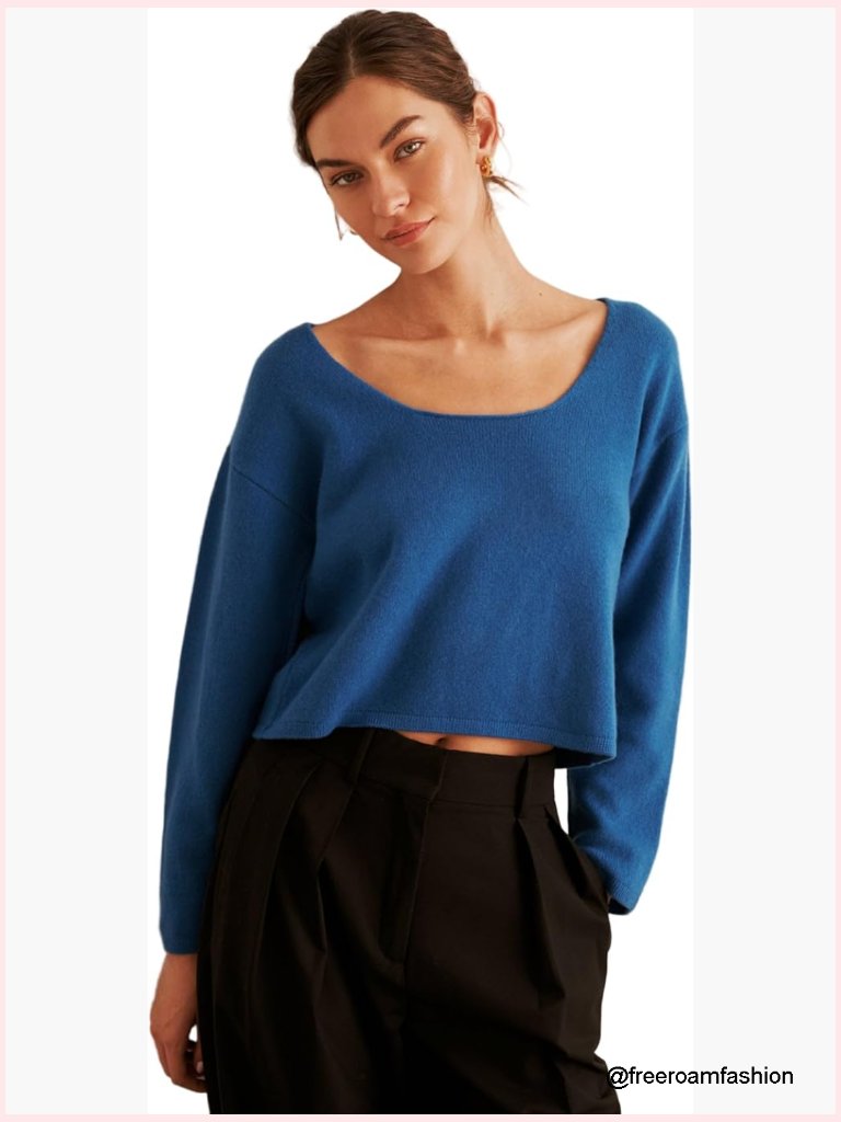 Luxe 100% Cashmere Reversible Boatneck Pullover Sweater